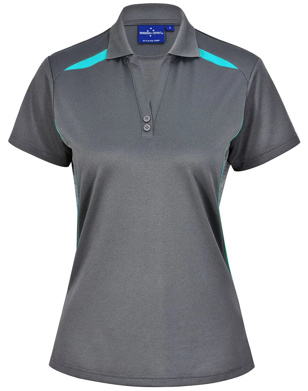 Winning Spirit Women's Sustainable Poly-Cotton Contrast Polo PS94 Casual Wear Winning Spirit Ash/Teal 8